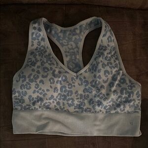RBX Blue Tank Top with Leopard Print and V-Neckline